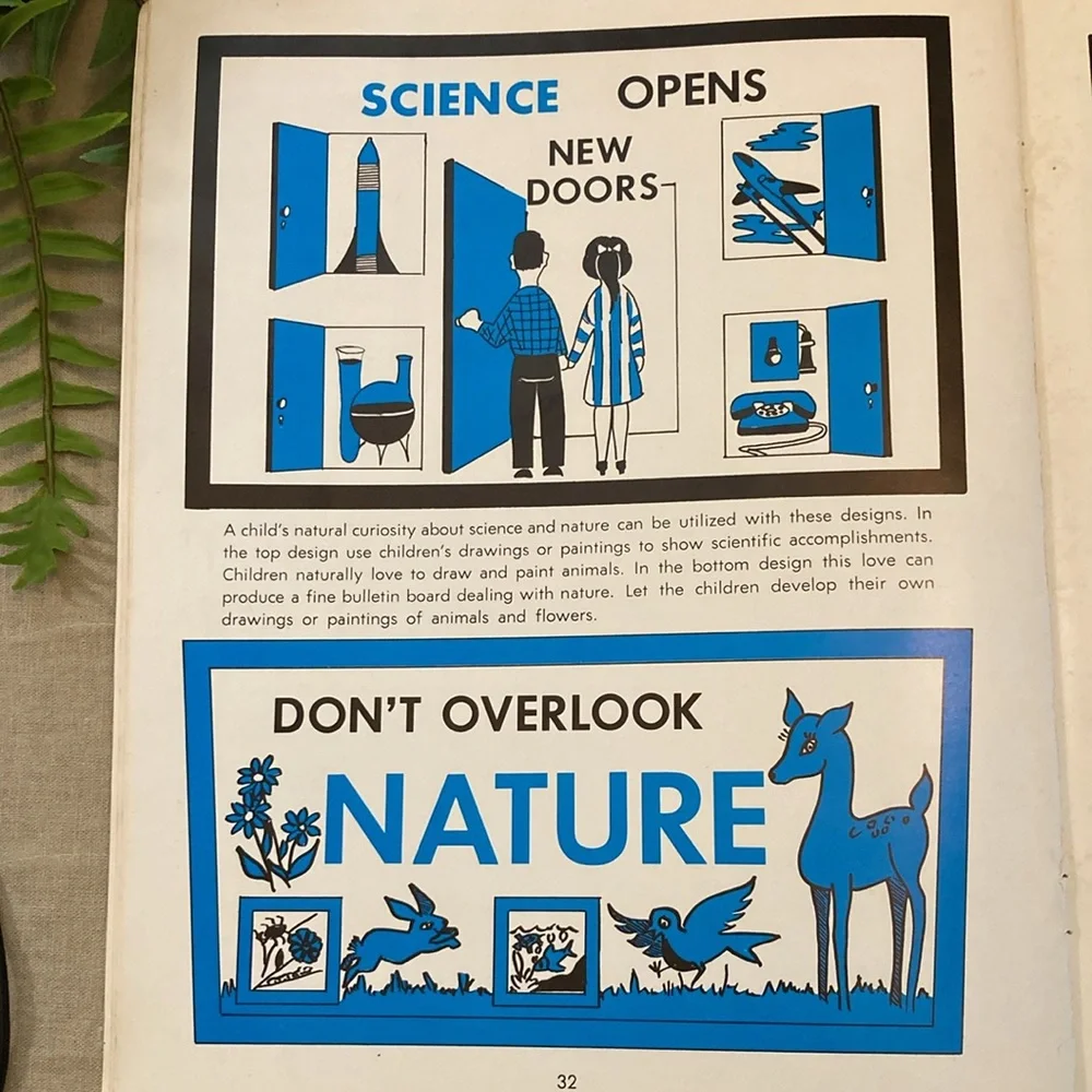 Vintage 1968 Classroom Bulletin Board Design Book With Color Graphics